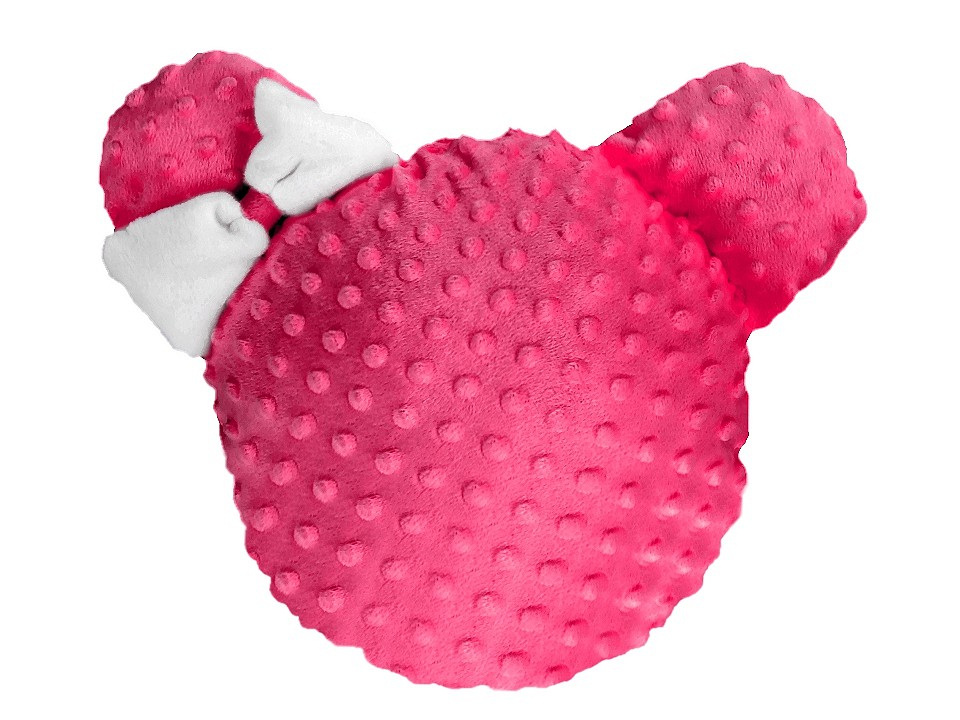 Dekorační polštář minky s výplní - myška, barva 11 pink s mašlí
