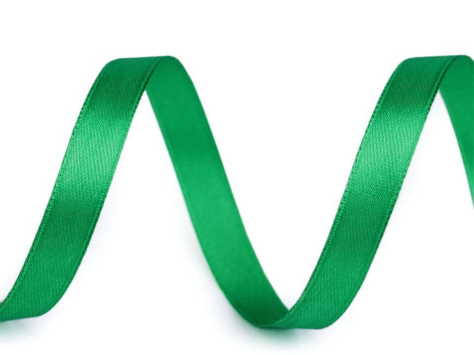 Atlasová stuha oboulící šíře 10 mm, barva 19 zelená irská