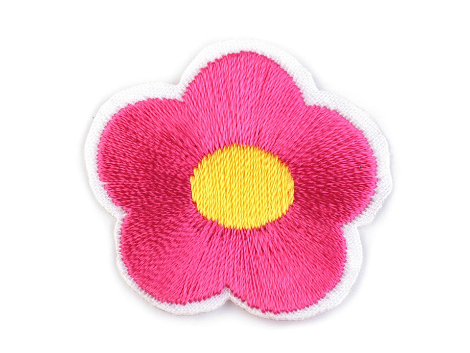 Nažehlovačka vyšívaný květ, barva 4 růžová malinová