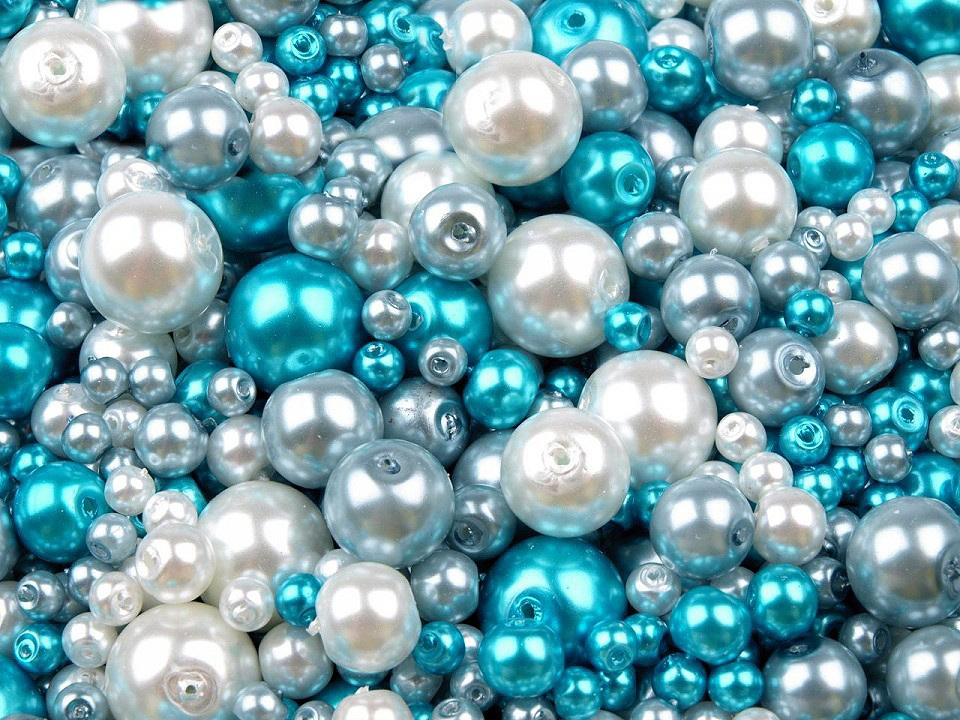 Skleněné voskové perly mix velikostí a barev Ø4-12 mm, barva 15 mix
