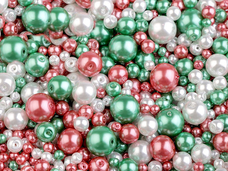 Skleněné voskové perly mix velikostí a barev Ø4-12 mm, barva 22 mix