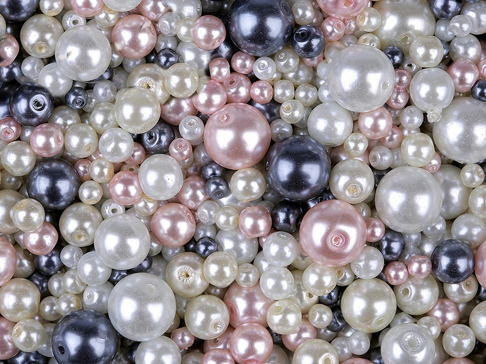 Skleněné voskové perly mix velikostí a barev Ø4-12 mm, barva 36 mix
