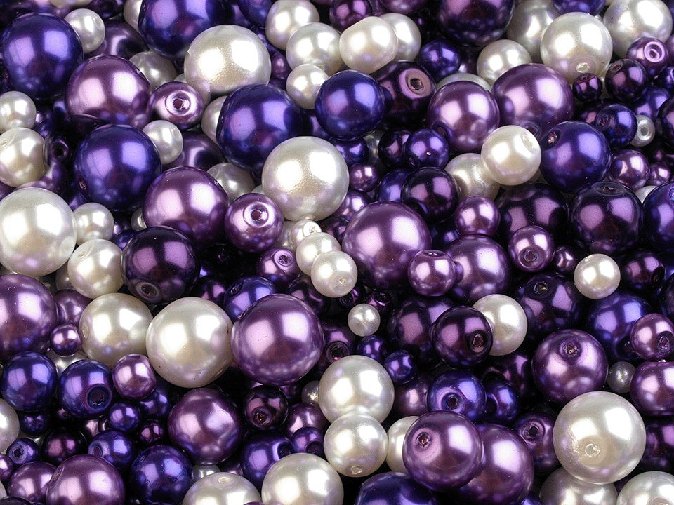 Skleněné voskové perly mix velikostí a barev Ø4-12 mm, barva 4 mix