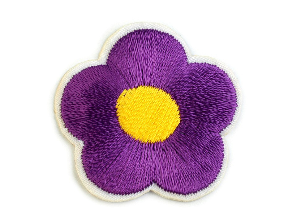 Nažehlovačka vyšívaný květ, barva 10 fialová purpura