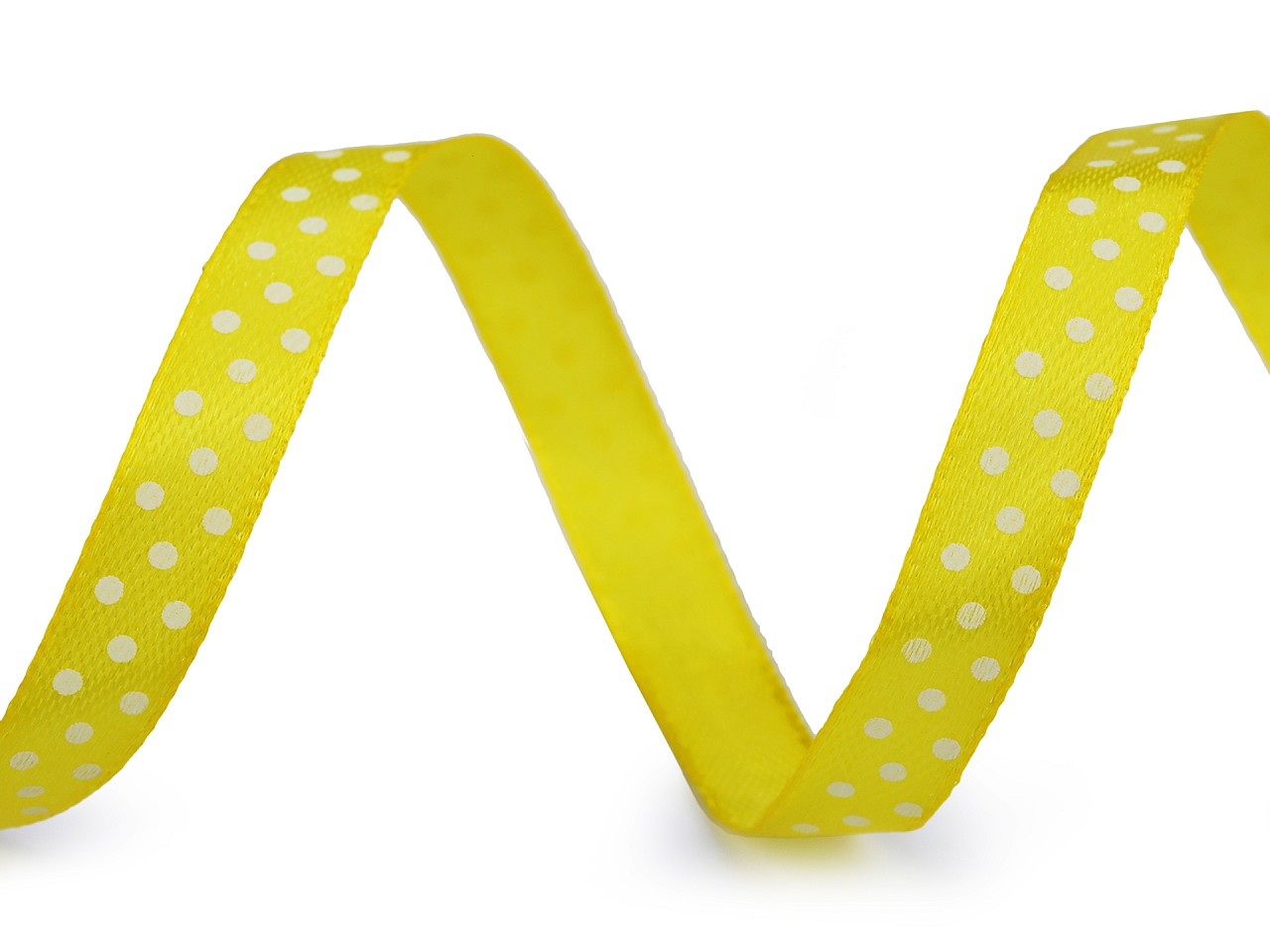 Saténová stuha s puntíky šíře 10 mm, barva 1 žlutá