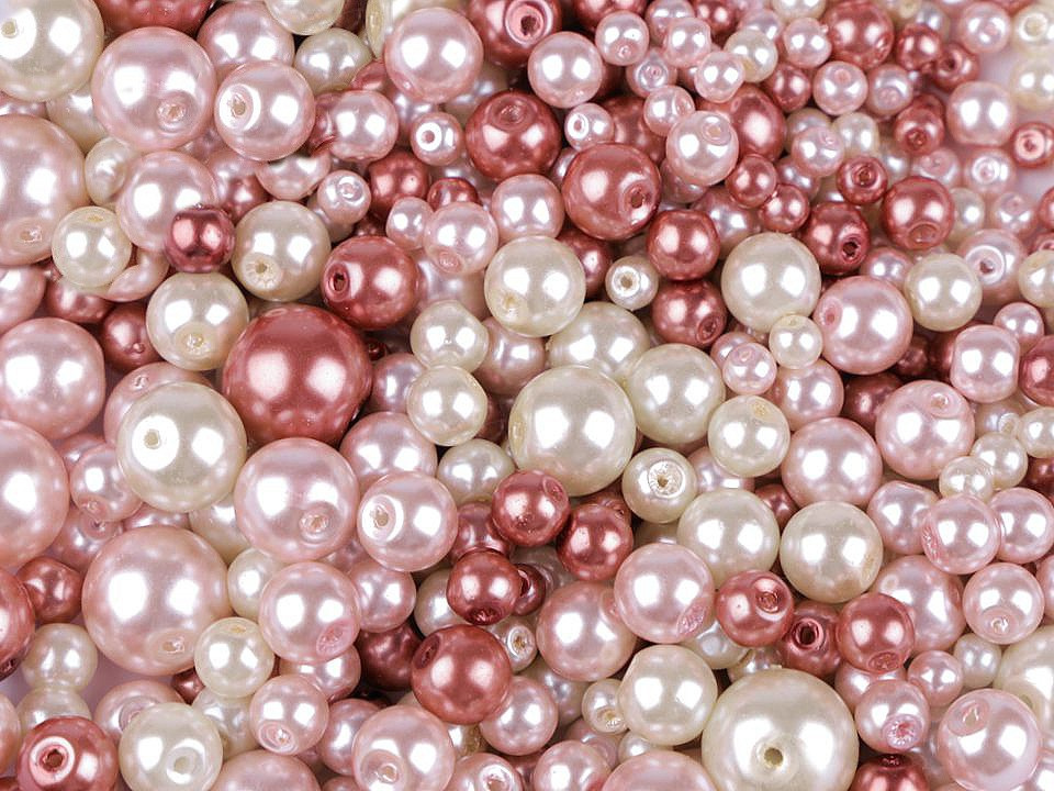 Skleněné voskové perly mix velikostí a barev Ø4-12 mm, barva 39 mix