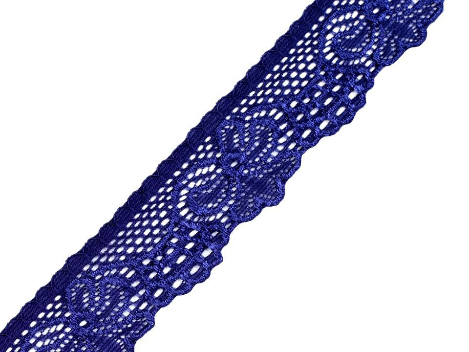 Elastická krajka šíře 30 mm, barva 12 modrá královská