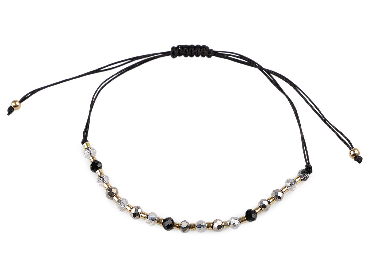 Náramek shamballa broušené korálky s AB efektem, barva 15 černá