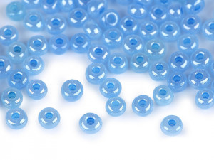 Rokajl 6/0 - 4 mm perleťový, neprůhledný - 143 modrá světlá