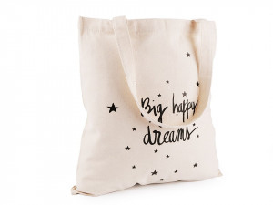 Textilní taška bavlněná 34x37 cm srdce, hvězdy