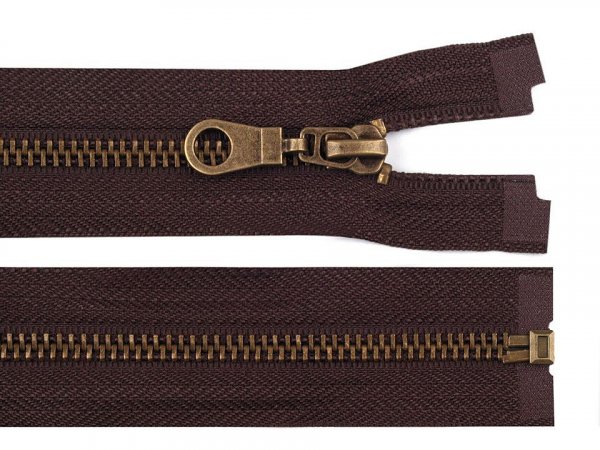 Staromosazný zip šíře 6 mm délka 75 cm bundový