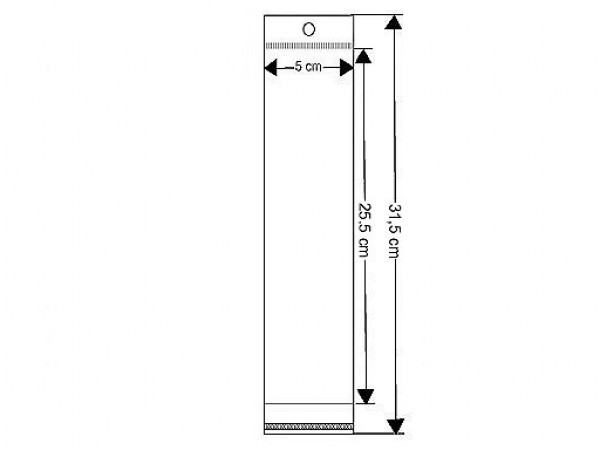 PP sáček s lepicí klopou a závěsem 5x25,5 cm