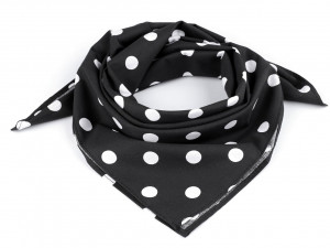 Bavlněný šátek s puntíky 65x65 cm - 55 černá bílá
