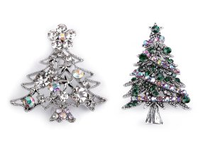 Brož s broušenými kamínky vánoční stromeček