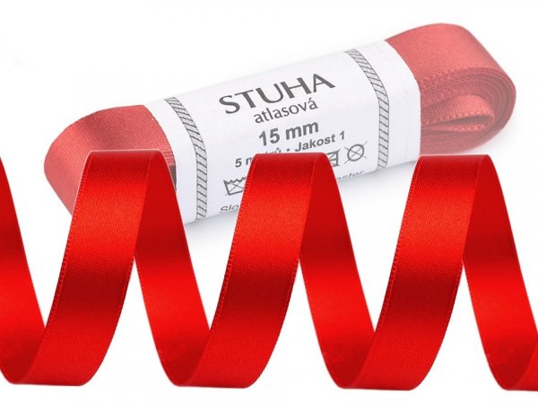 Atlasová stuha oboulící svazky po 5 m šíře 15 mm