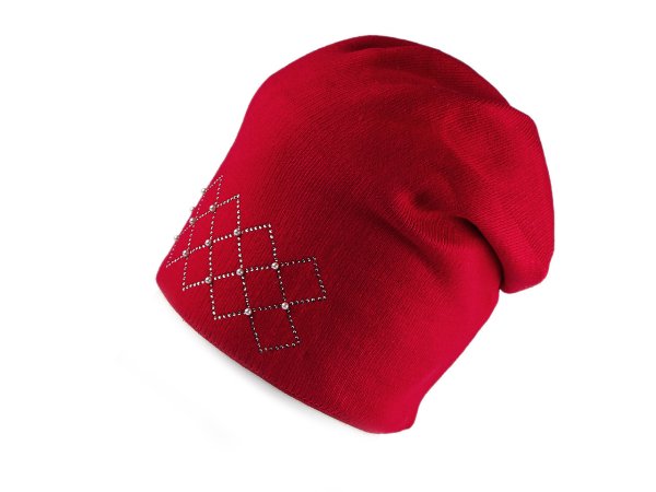 Dámská / dívčí zimní čepice s kamínky a perlami Lamblook