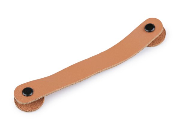 Kožené ucho / úchytka na košíky a víka se šroubovacím nýtem 2x15 cm