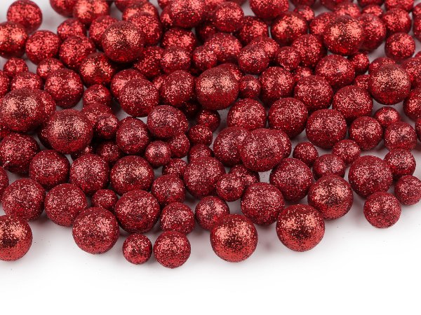 Polystyrenové kuličky s glitry mix 3 velikostí
