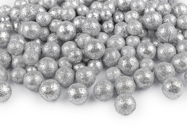 Polystyrenové kuličky s glitry mix 3 velikostí