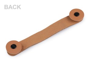 Kožené ucho / úchytka na košíky a víka se šroubovacím nýtem 2x15 cm