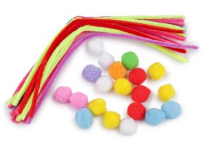 Kreativní sada chlupaté drátky a bambulky neonové