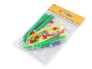 Kreativní sada chlupaté drátky a bambulky neonové