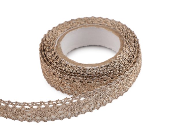 Samolepicí krajka šíře 15 mm metalická