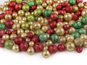 Polystyrenové kuličky s glitry mix 3 velikostí