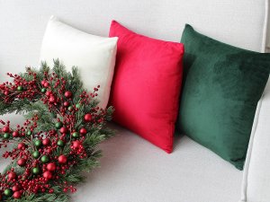 Velvetový / sametový polštář ve vánočních barvách 40x40 cm