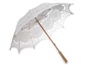 Svatební deštník bavlněný, vyšívaný k focení