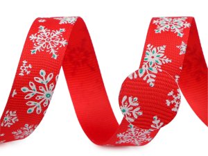 Vánoční rypsová stuha s glitry šíře 15 mm