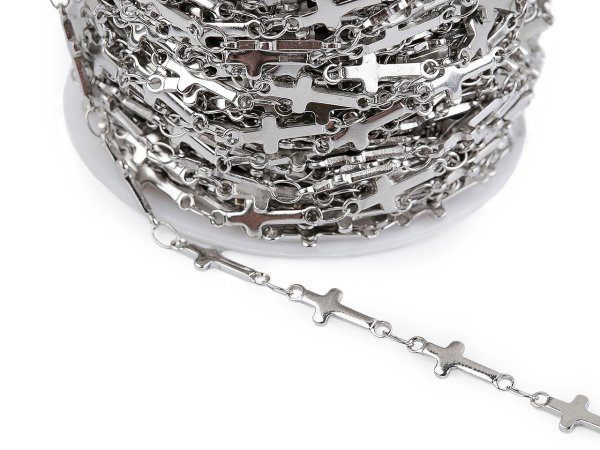 Řetízek z nerezové oceli křížek 4 a 5 mm metráž