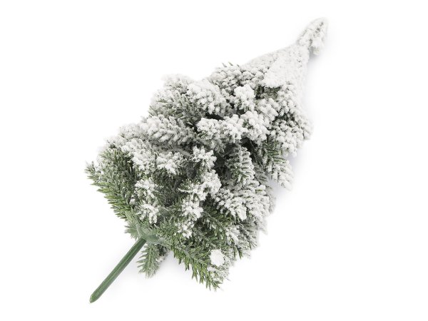 Umělý stromeček na drátku zasněžený do věnců, květináčů 13 cm, 17 cm