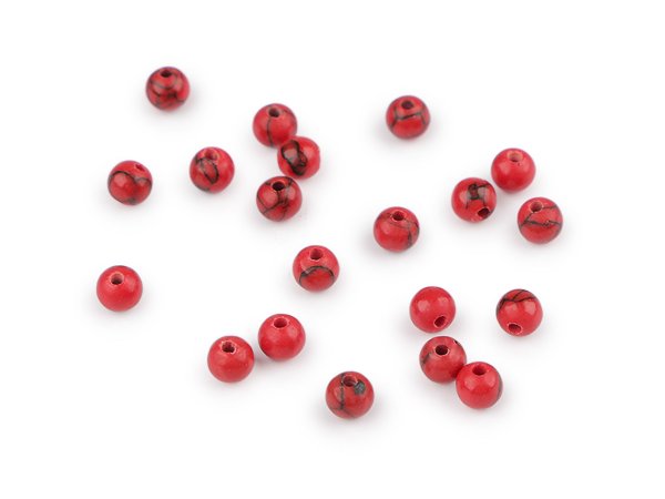 Tykrys červený syntetický, minerální korálky Ø4 mm