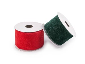 Sametová stuha na cívce ve vánočních barvách šíře 50 mm, návin 2,7 m