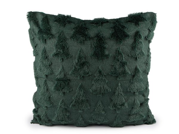 Vánoční povlak na polštář plyšový se stromečky 45x45 cm
