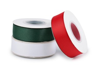 Rypsová stuha ve vánočních barvách šíře 25 mm