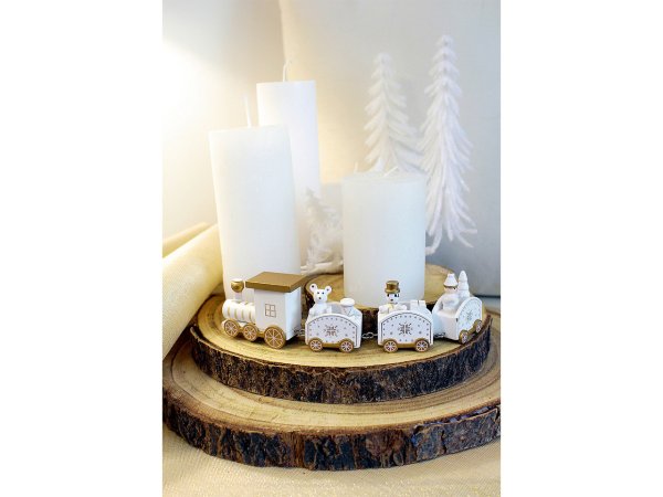 Dřevěný vláček k vánočnímu aranžování