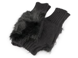 Dámské / dívčí pletené rukavice bezprsté s kožešinou