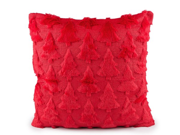 Vánoční povlak na polštář plyšový se stromečky 45x45 cm