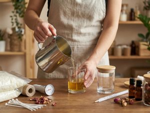 Sklenička na výrobu svíček s bambusovým víkem