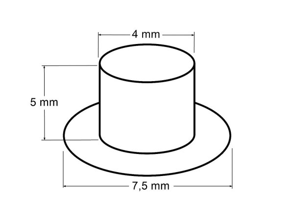 Průchodky s podložkou vnitřní Ø4 mm / vnější Ø7,5 mm na silnější látky