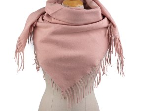 Velký teplý šátek / pléd s třásněmi, jenobarevný, káro 100x105 cm