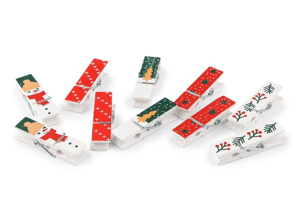 Dřevěný kolíček s vánočním potiskem