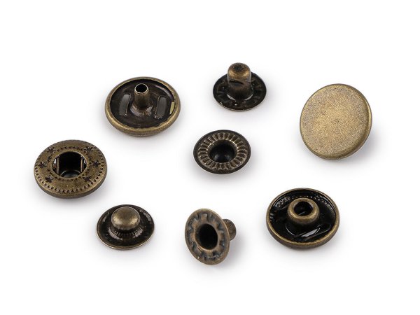 Kovové druky Ø15 mm na středně silné látky, z nerezové oceli