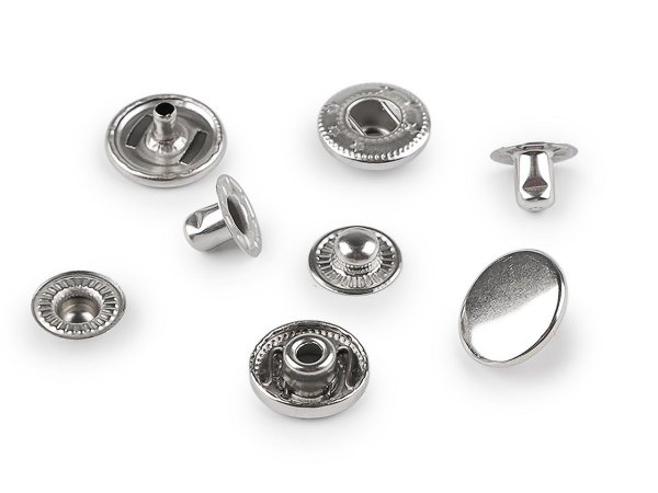 Kovové druky Ø15 mm na středně silné látky, z nerezové oceli