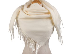 Velký teplý šátek / pléd s třásněmi, jenobarevný, káro 100x105 cm