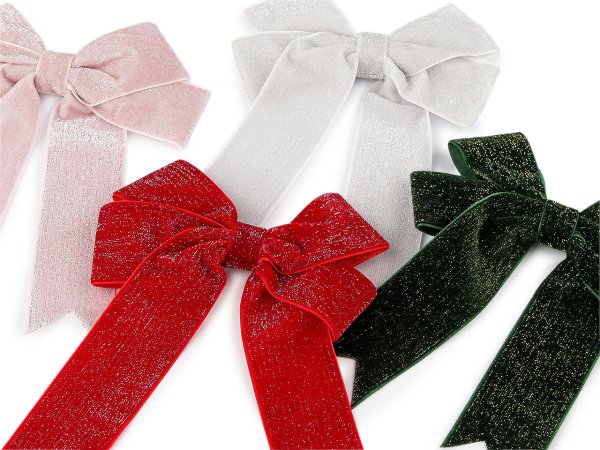 Vánoční mašle sametová dvojitá 13x18 cm