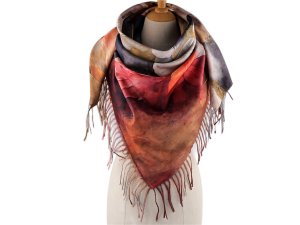 Šátek s třásněmi květy 105x105 cm