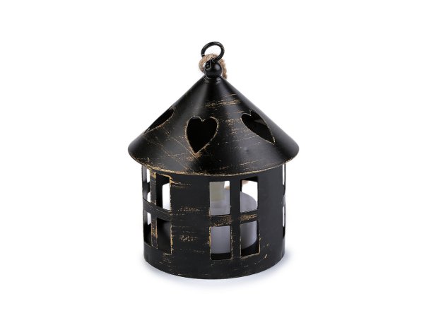 Kovová lucerna svítící k zavěšení